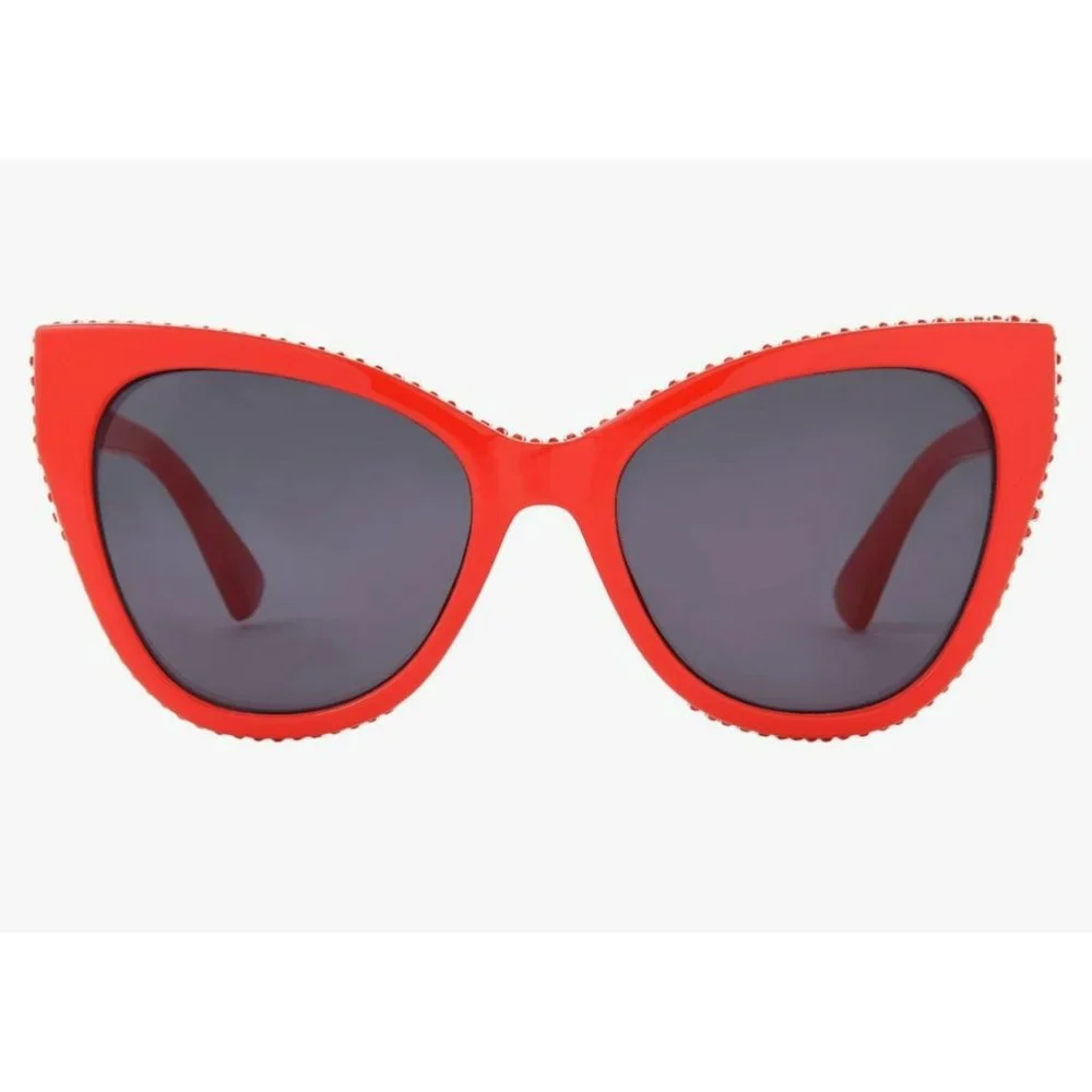 NWT Betsey Johnson Women's Fashionista Cat Eye Sunglasses Red Jeweled